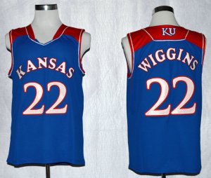 Maillot De Basket NCAA Kansas Jayhawks Andrew Wiggins 22 NCAA Basketball Authentique Royal Bleu